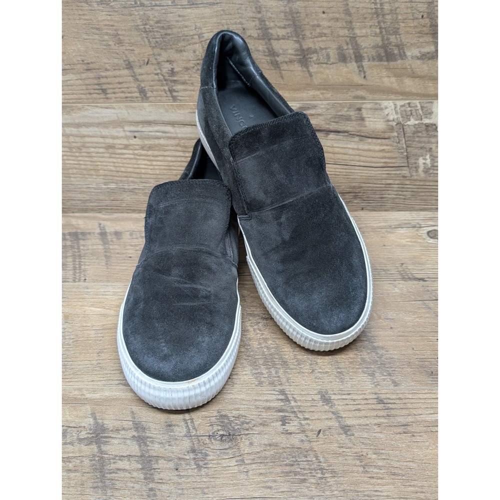 Vince Kirkland Suede Slip-On Sneakers Women's Size 9.5 Black Casual Minimalist
